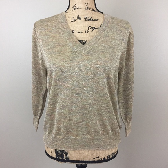 J Crew Space-dyed sparkle sweater, Gold, XXS - Picture 2 of 8
